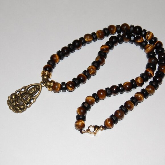 Tiger Eye Necklace,Buddha Necklace,Tiger Eye Buddha Necklace - Picture 3 of 4
